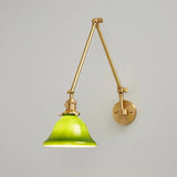 Vintage Glass Wall Lamp  Green Bell Shade with Brass Arm - Product detail 8