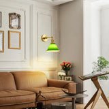 Vintage Glass Wall Lamp  Green Bell Shade with Brass Arm - Product example