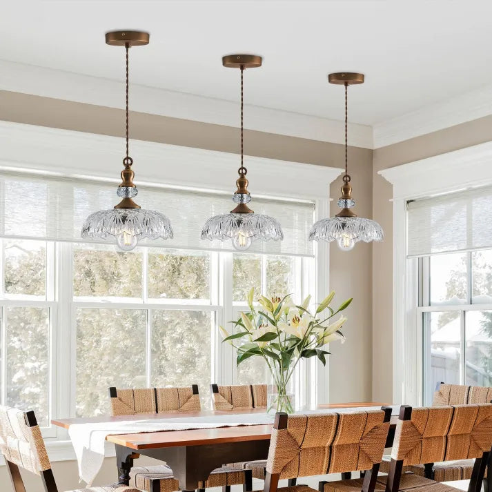 Crystal Glass Pendant Light  Vintage Fluted Shade Design - Product detail 9