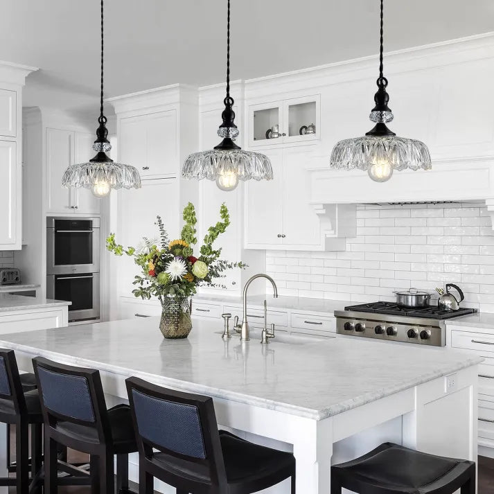 Crystal Glass Pendant Light  Vintage Fluted Shade Design - Product detail 7