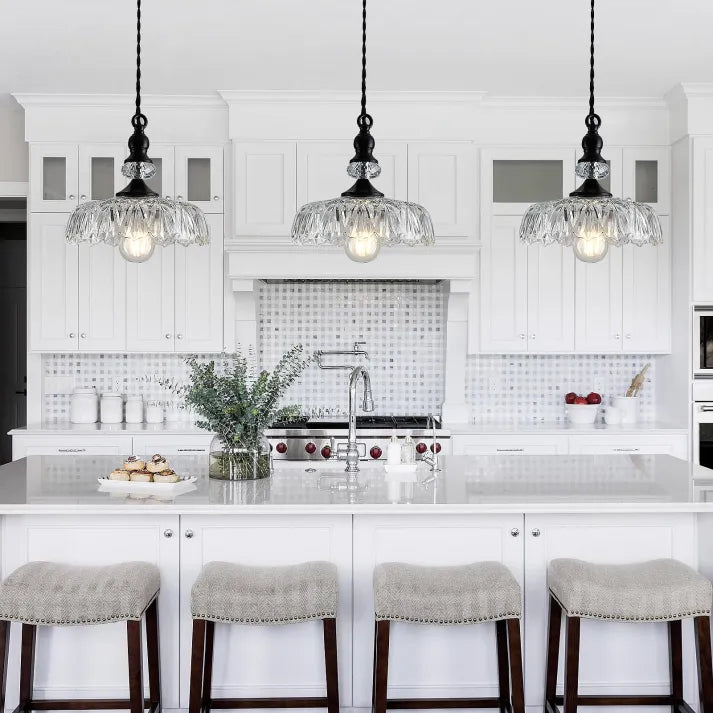 Crystal Glass Pendant Light  Vintage Fluted Shade Design - Product detail 10