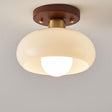 Vintage Ceiling Light  Wood and Glass Dome Design - Product example