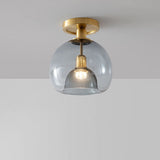 Modern Glass Ceiling Light  Clear Dome Brass Fixture - Product detail 4
