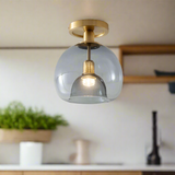 Modern Glass Ceiling Light  Clear Dome Brass Fixture - Product example