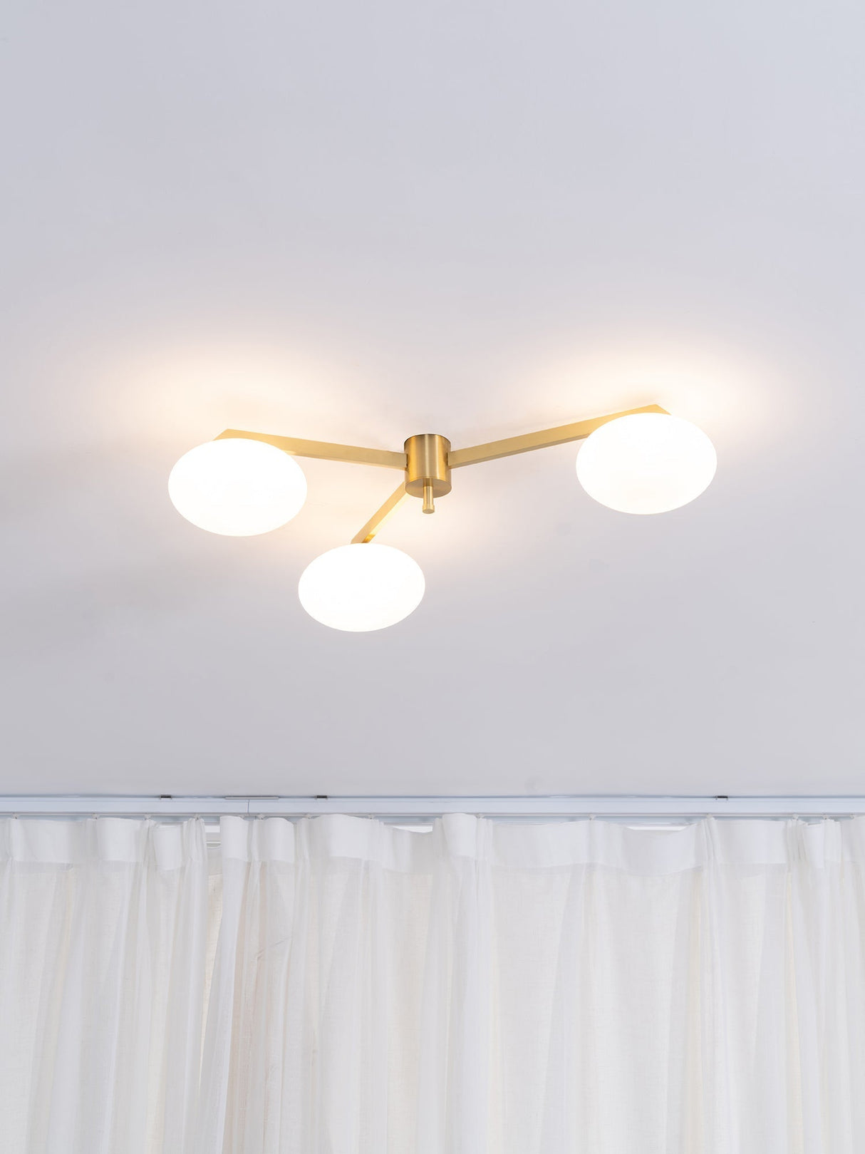 Modern Ceiling Light  Brass Arms White Glass Shades - Product detail 9