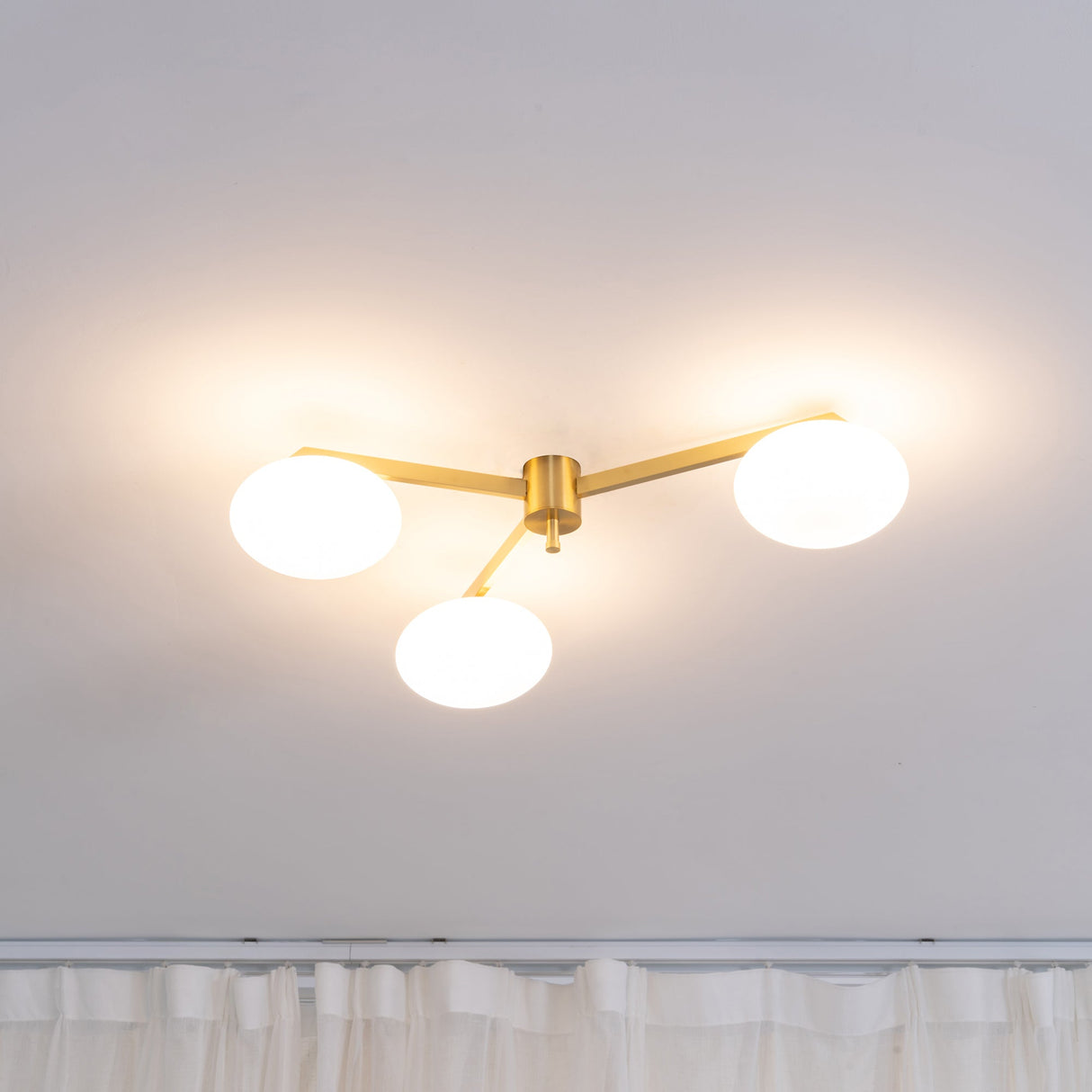 Modern Ceiling Light  Brass Arms White Glass Shades - Product detail 5