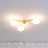 Modern Ceiling Light  Brass Arms White Glass Shades - Product detail 5