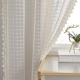 French Voile Curtains  Sheer Beige With Tassel Trim - Product detail 4