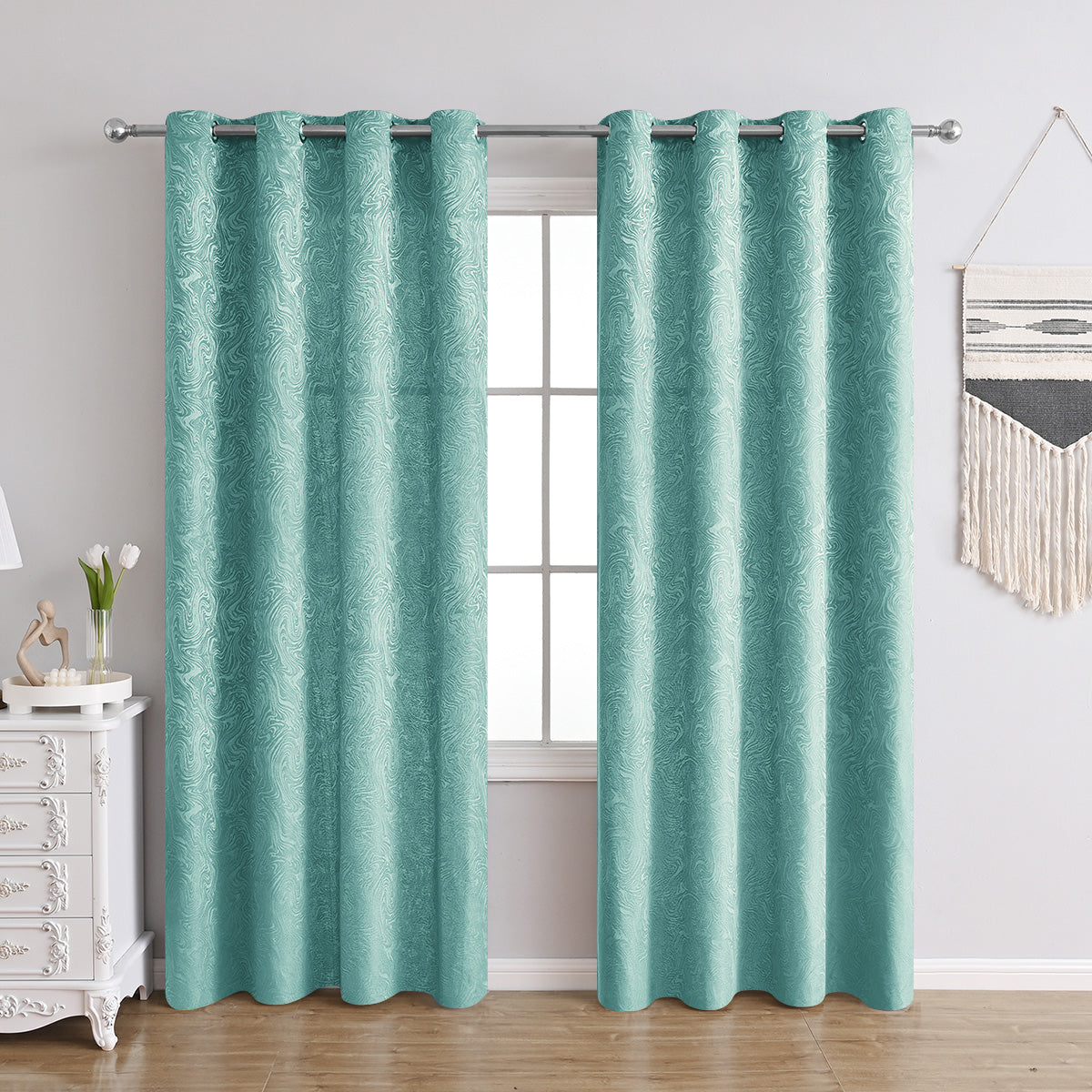 Textured Blackout Curtains  Embossed Swirl Pattern Grey - Product detail 19
