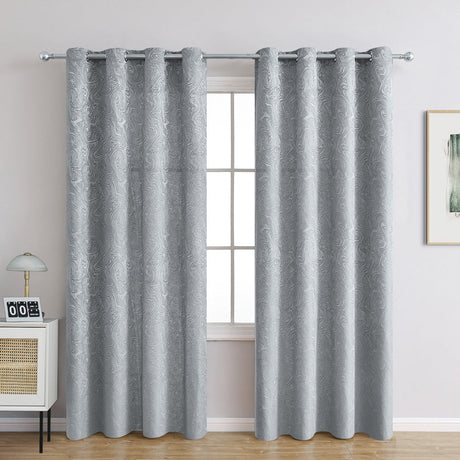 Textured Blackout Curtains  Embossed Swirl Pattern Grey - Product detail 16