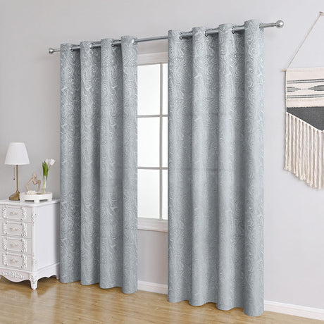 Textured Blackout Curtains  Embossed Swirl Pattern Grey - Product detail 18