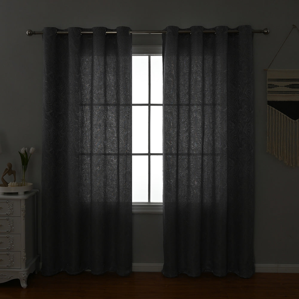 Textured Blackout Curtains  Embossed Swirl Pattern Grey - Product detail 5