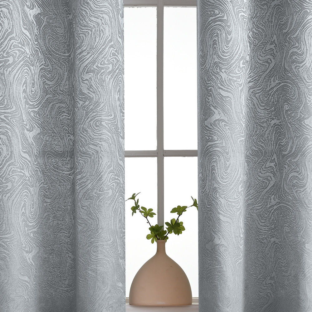 Textured Blackout Curtains  Embossed Swirl Pattern Grey - Product detail 6
