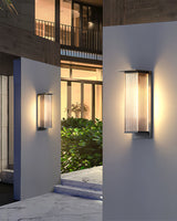 Modern LED Wall Light  Ribbed Glass Outdoor Sconce - Detailed view