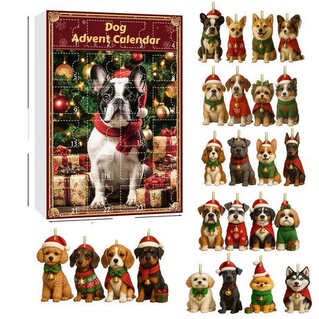 Dog Advent Calendar  24 Miniature Christmas Ornaments - Product showcase