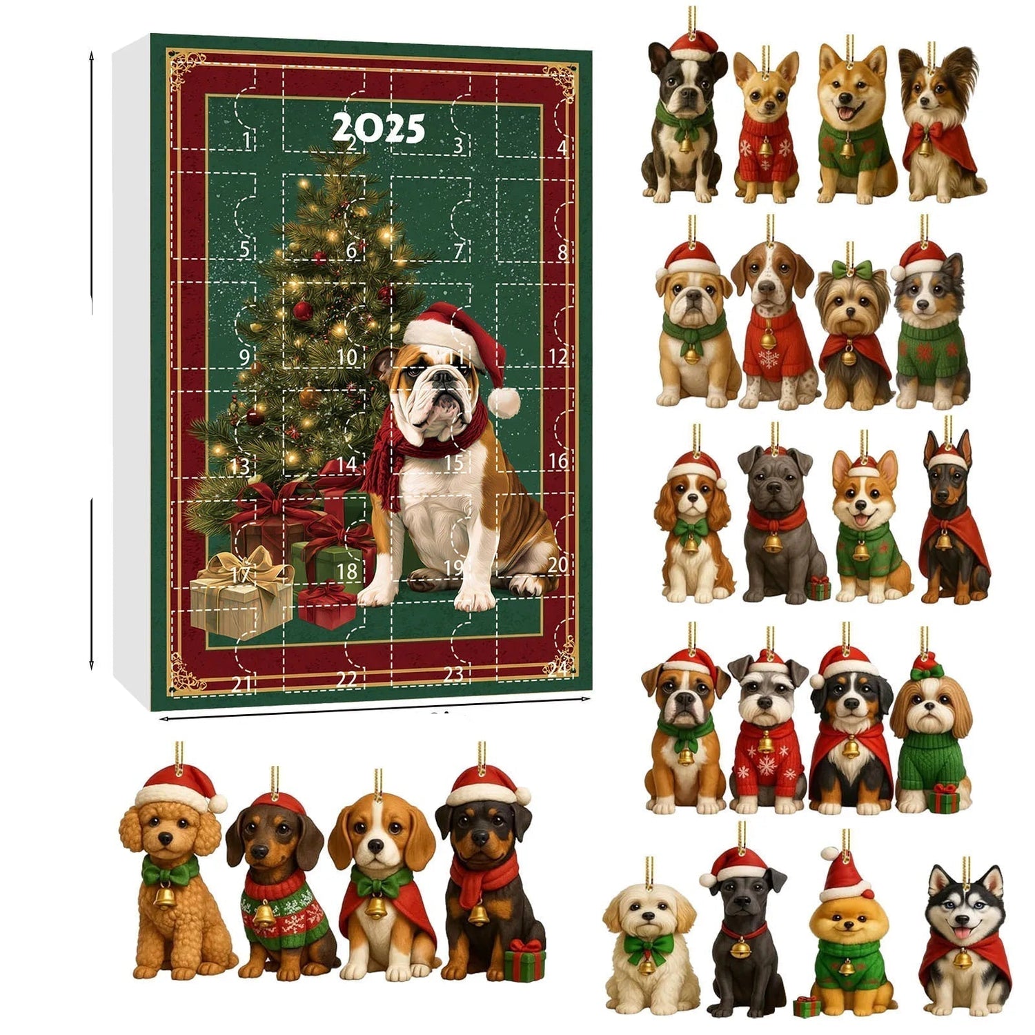 Christmas Dog Advent Calendar  24 Festive Puppy Ornaments - Product detail 7