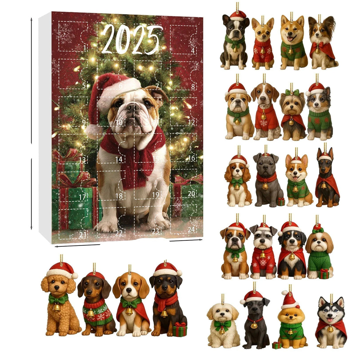 Christmas Dog Advent Calendar  24 Festive Puppy Ornaments - Product detail 8