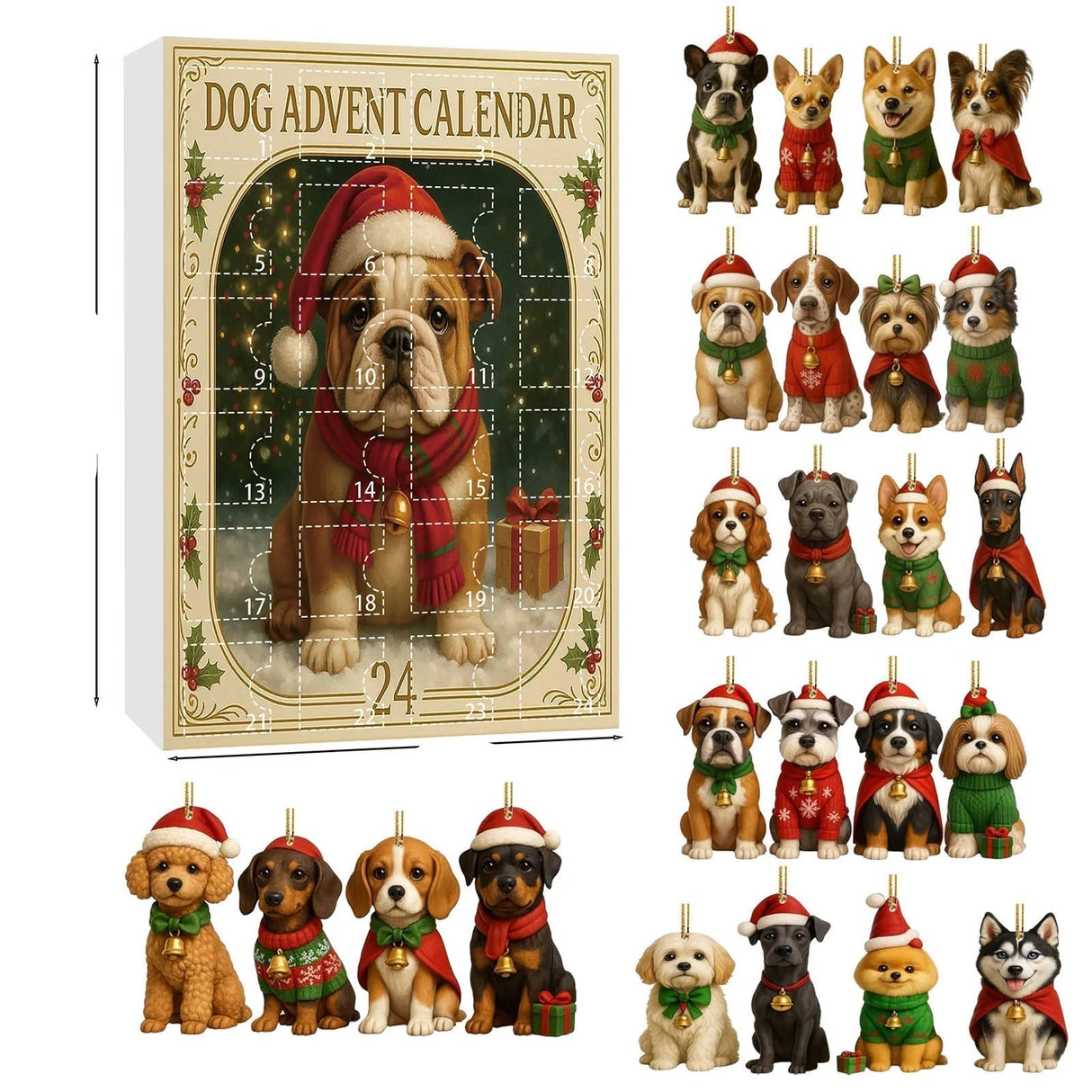 Christmas Dog Advent Calendar  24 Festive Puppy Ornaments - Product detail 9