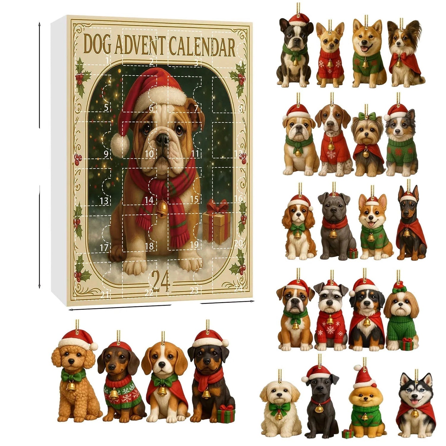 Christmas Dog Advent Calendar  24 Festive Puppy Ornaments - Product detail 9