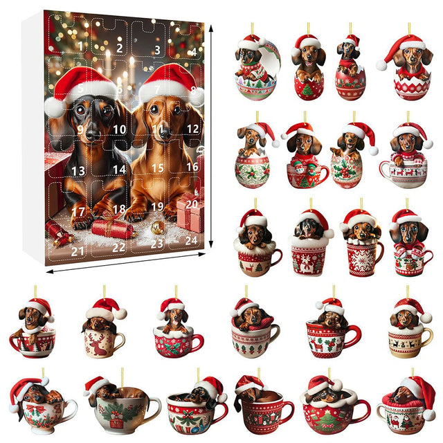Dachshund Advent Calendar  24-Day Christmas Countdown with Dog Ornaments - Product showcase