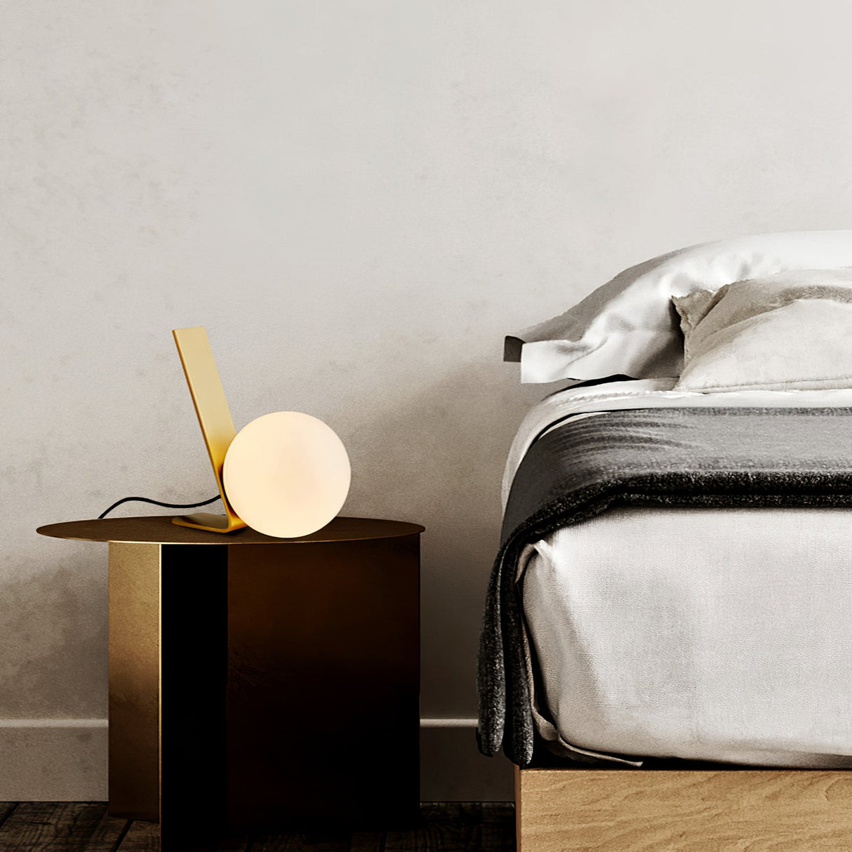 Modern Table Lamp  Brass Frame Glass Globe Design - Product example