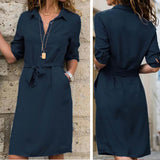Classic Shirt Dress  Mid-Length Button-Down with Belt - Product detail 5