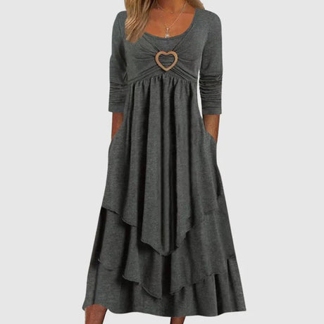 Casual Maxi Dress  Heart Buckle Layered Design - Product detail 7