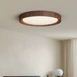 Modern Wood Ceiling Light  Round LED Panel with Oak Frame - Product showcase