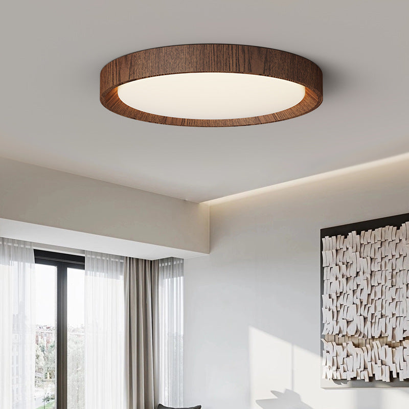 Modern Wood Ceiling Light  Round LED Panel with Oak Frame - Product detail 4