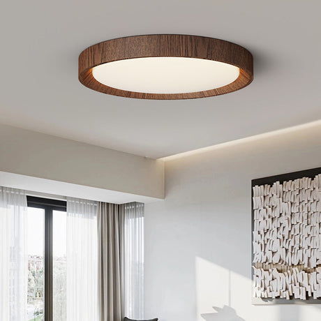 Modern Wood Ceiling Light  Round LED Panel with Oak Frame - Product detail 4