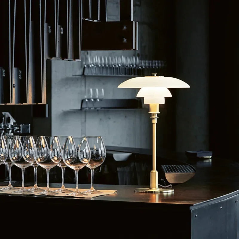 Nordic Glass Table Lamp  Tiered Shade Design - Product detail 5