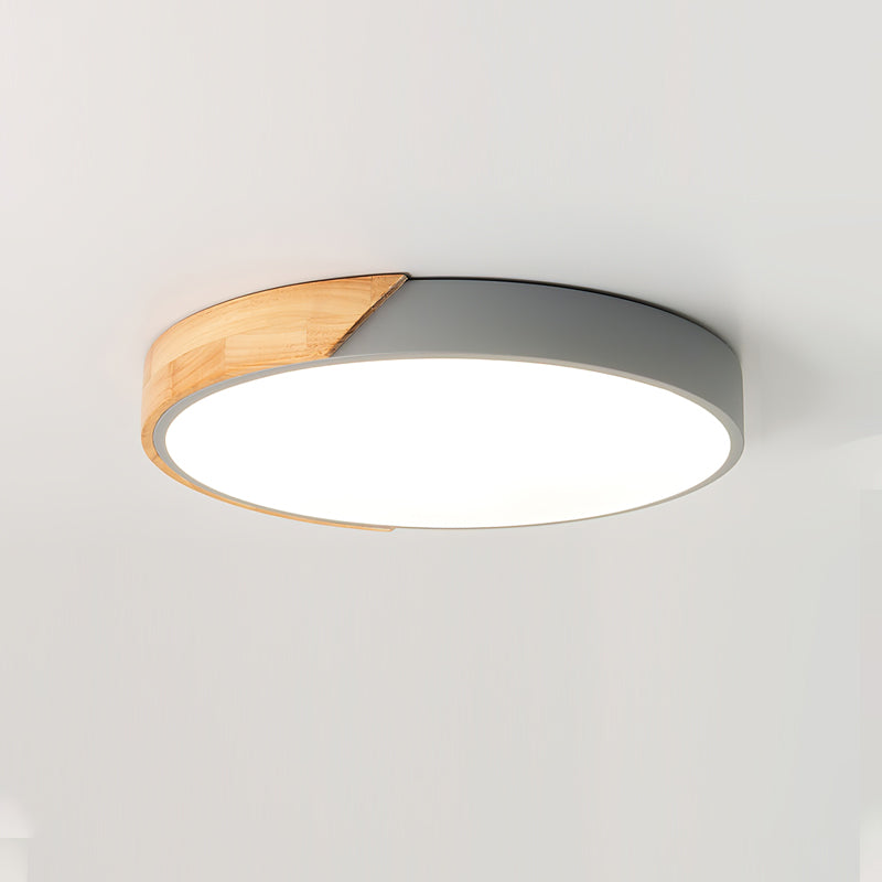 Modern Ceiling Light  Grey Metal Wood Accent - Product detail 9