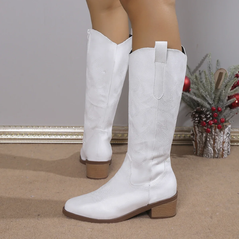 Western Denim Boots  Classic Embroidered Cowgirl Design - Product detail 5