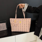 Vintage Pattern Tote Bag  Structured Leather Design With Gold Accents - Detailed view