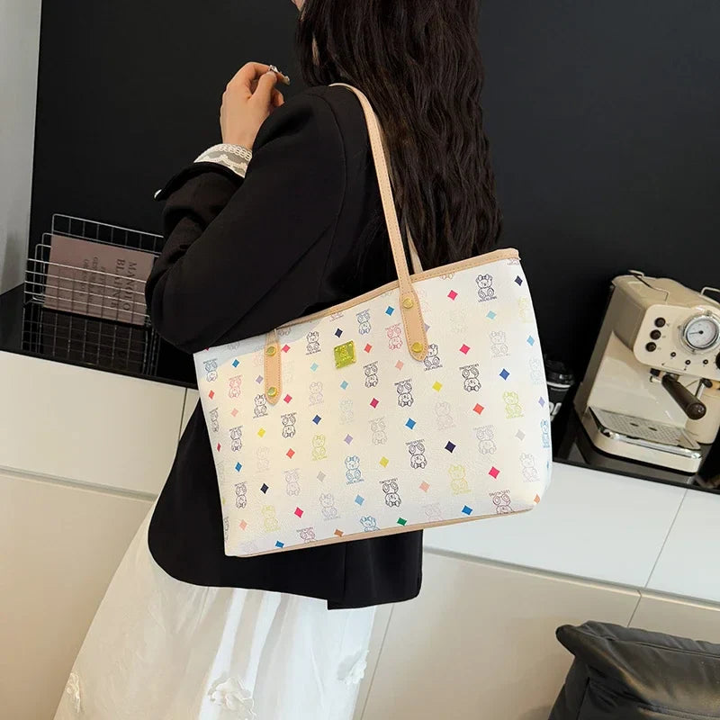 Designer Leather Tote Bag  Vintage Pattern Print With Gold Accents - Product detail 7