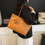 Vintage Pattern Tote Bag  Structured Leather Design With Gold Accents - Product detail 10