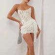 Corset Lace Mini Dress  Bustier Design With Draped Detail - Product showcase