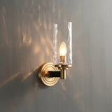 Modern Glass Wall Light  Textured Crystal Shade with Brass Finish - Product detail 4