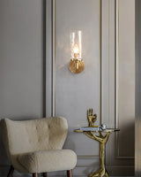 Modern Glass Wall Light  Textured Crystal Shade with Brass Finish - Product detail 8