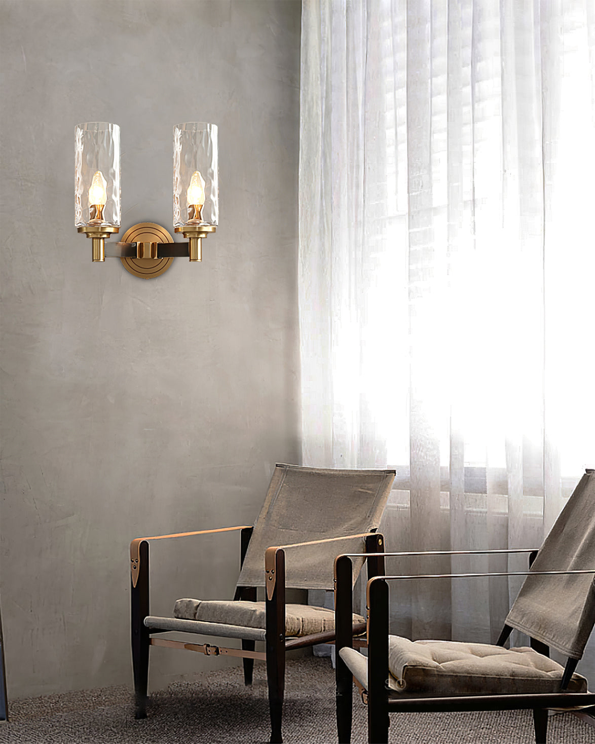 Modern Glass Wall Light  Textured Crystal Shade with Brass Finish - Product detail 9