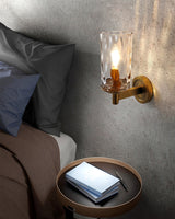 Modern Glass Wall Light  Textured Crystal Shade with Brass Finish - Product detail 10