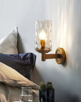Modern Glass Wall Light  Textured Crystal Shade with Brass Finish - Product detail 6