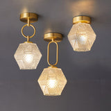 Art Deco Ceiling Light  Diamond-Cut Glass  Brass Design - Product example