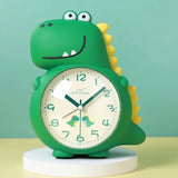 Kids Dinosaur Alarm Clock  Silent Green Character Design - Product showcase