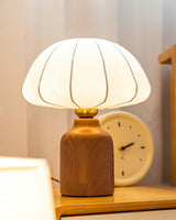 Modern Table Lamp  Walnut Base White Fabric Shade - Product detail 5