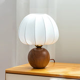 Modern Table Lamp  Walnut Base White Fabric Shade - Product detail 10