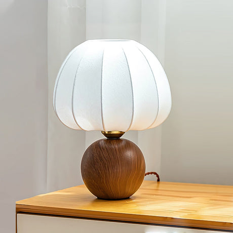 Modern Table Lamp  Walnut Base White Fabric Shade - Product detail 10