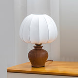 Modern Table Lamp  Walnut Base White Fabric Shade - Product detail 11