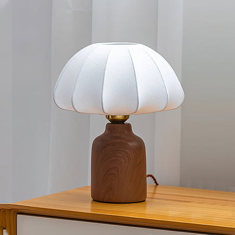 Modern Table Lamp  Walnut Base White Fabric Shade - Product detail 12