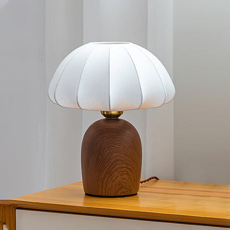 Modern Table Lamp  Walnut Base White Fabric Shade - Product detail 13